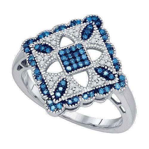 10KT White Gold 0.25CT BLUE DIAMOND  MICRO PAVE RING