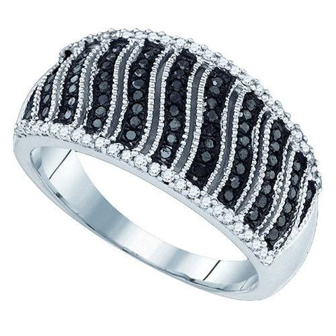 10K White-gold 0.40CTW BLACK DIAMOND MICRO-PAVE RING