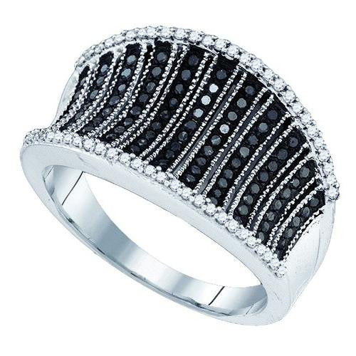 10K White-gold 0.48CT BLACK DIAMOND MICRO-PAVE RING