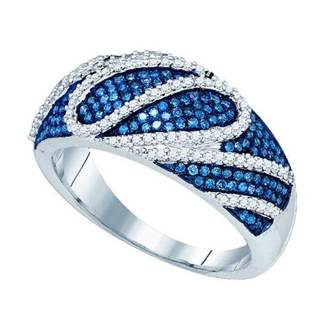 10KT White Gold 0.60CT BLUE DIAMOND MICRO-PAVE RING