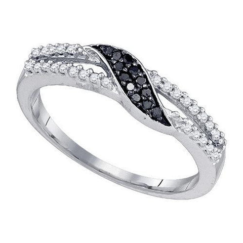 10K White-gold 0.19CT BLACK DIAMOND FASHION RING