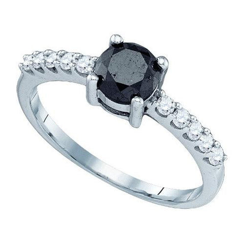 10K White-gold 0.99CTW BLACK DIAMOND FASHION RING