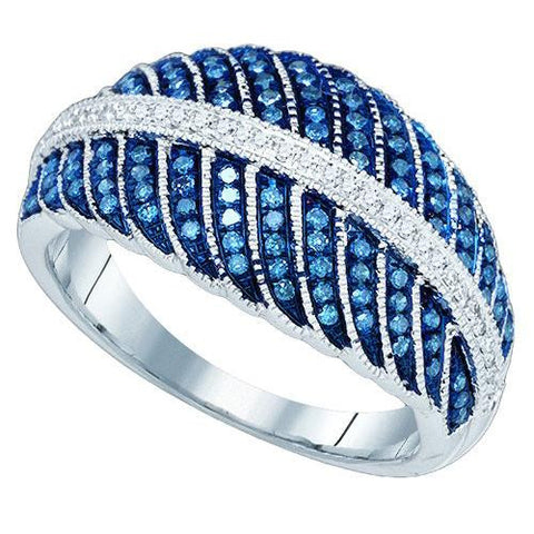 10KT White Gold 0.40CTW BLUE DIAMOND MICRO-PAVE RING