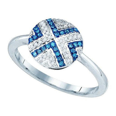 10KT White Gold 0.15CTW BLUE DIAMOND MICRO-PAVE RING