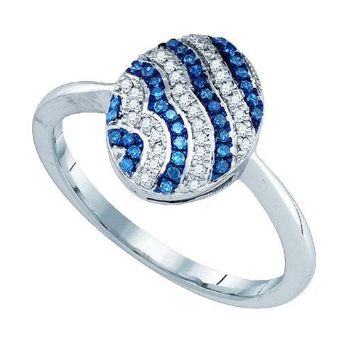 10KT White Gold 0.15CTW BLUE DIAMOND MICRO-PAVE RING