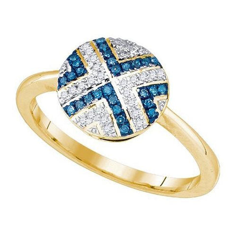 10K Yellow-gold 0.15CT BLUE DIAMOND MICRO-PAVE RING