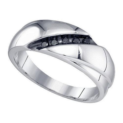 925 Sterling Silver White 0.13CT DIAMOND FASHION MENS BAND