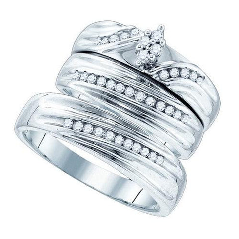 925 Sterling Silver White 0.38CTW DIAMOND FASHION TRIO SET