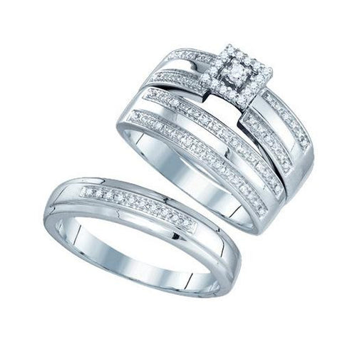 10K White-gold 0.23CT DIAMOND TRIO SET