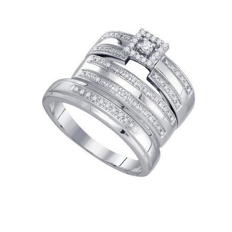 925 Sterling Silver White 0.23CTW DIAMOND FASHION TRIO SET