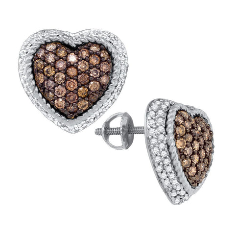 1 1-3CT-Diamond BROWN HEART EARRING