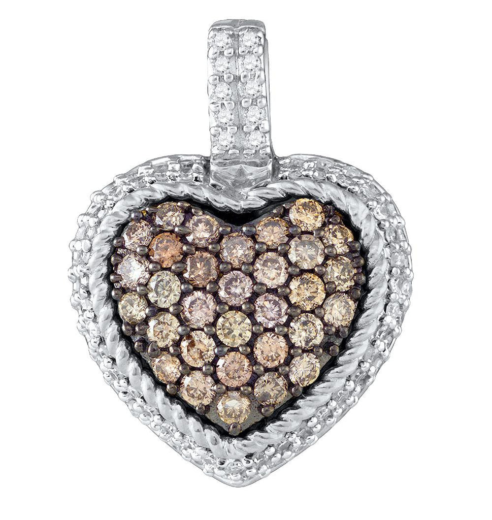 3-4CT-Diamond BROWN HEART  PENDANT