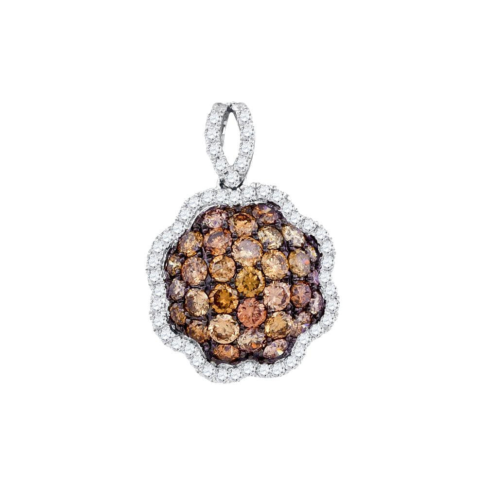 1 3-4CT-Diamond BROWN FLOWER PENDANT