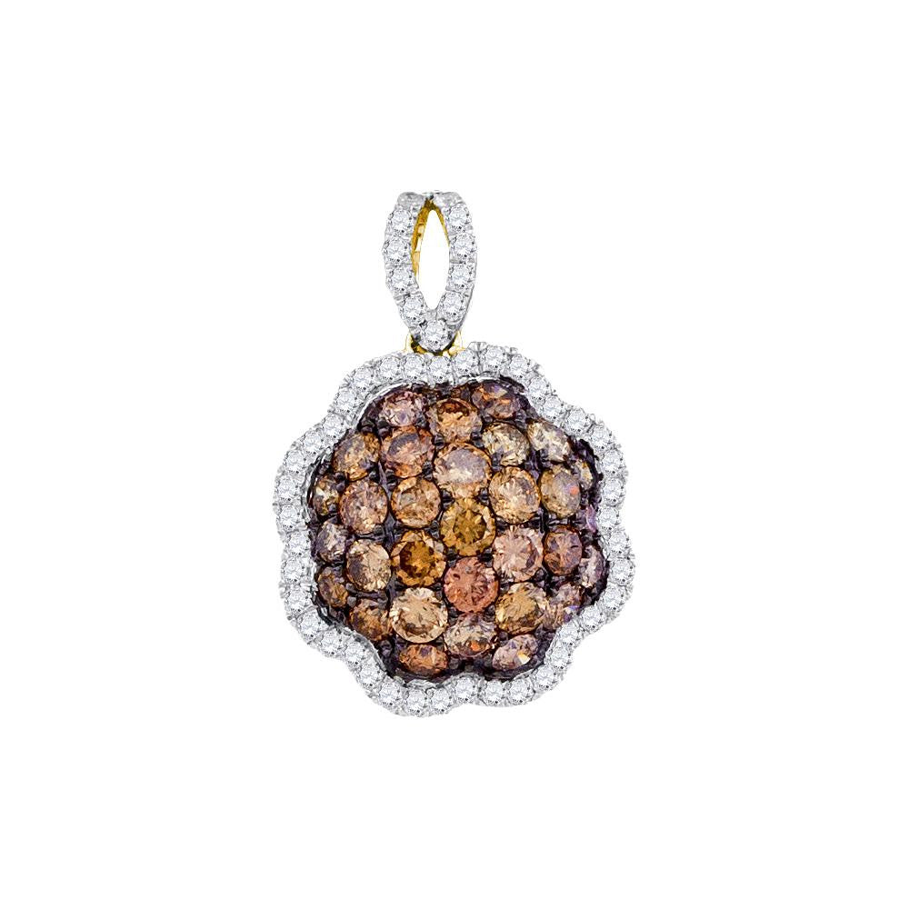 1 3-4CT-Diamond BROWN FLOWER PENDANT