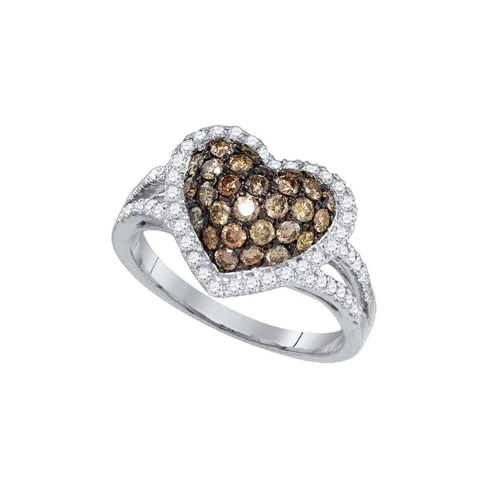 1 3-8CT-Diamond BROWN HEART RING