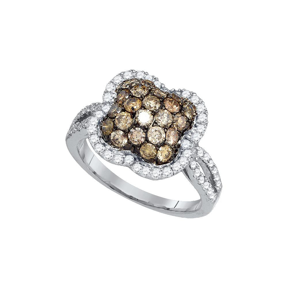 1 5-8CT-Diamond BROWN FLOWER RING