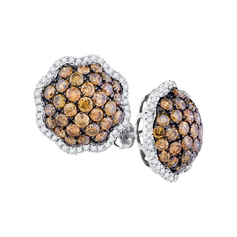 3  3-8CT-Diamond BROWN FLOWER EARRING