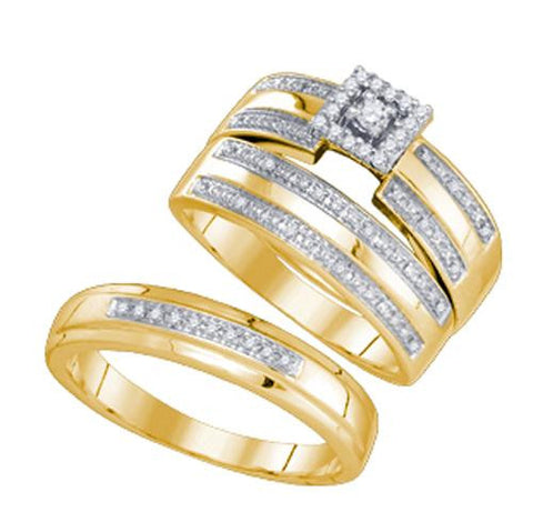 925 Sterling Silver Yellow 0.23CT DIAMOND FASHION TRIO SET