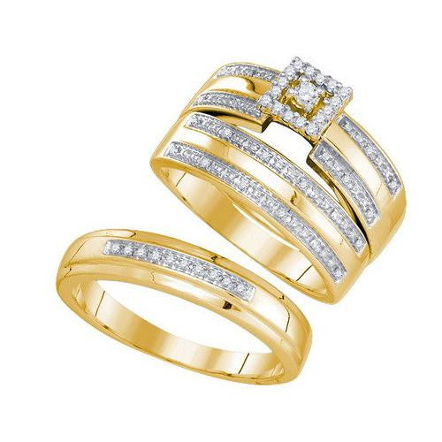 10KT Yellow Gold 0.23CT DIAMOND BRIDAL TRIO SET