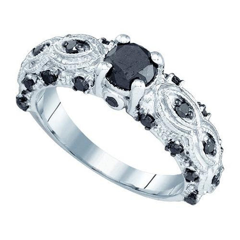 10KT White Gold 1.00CTW BLACK DIAMOND 0.50(CRDBK) FASHION RING