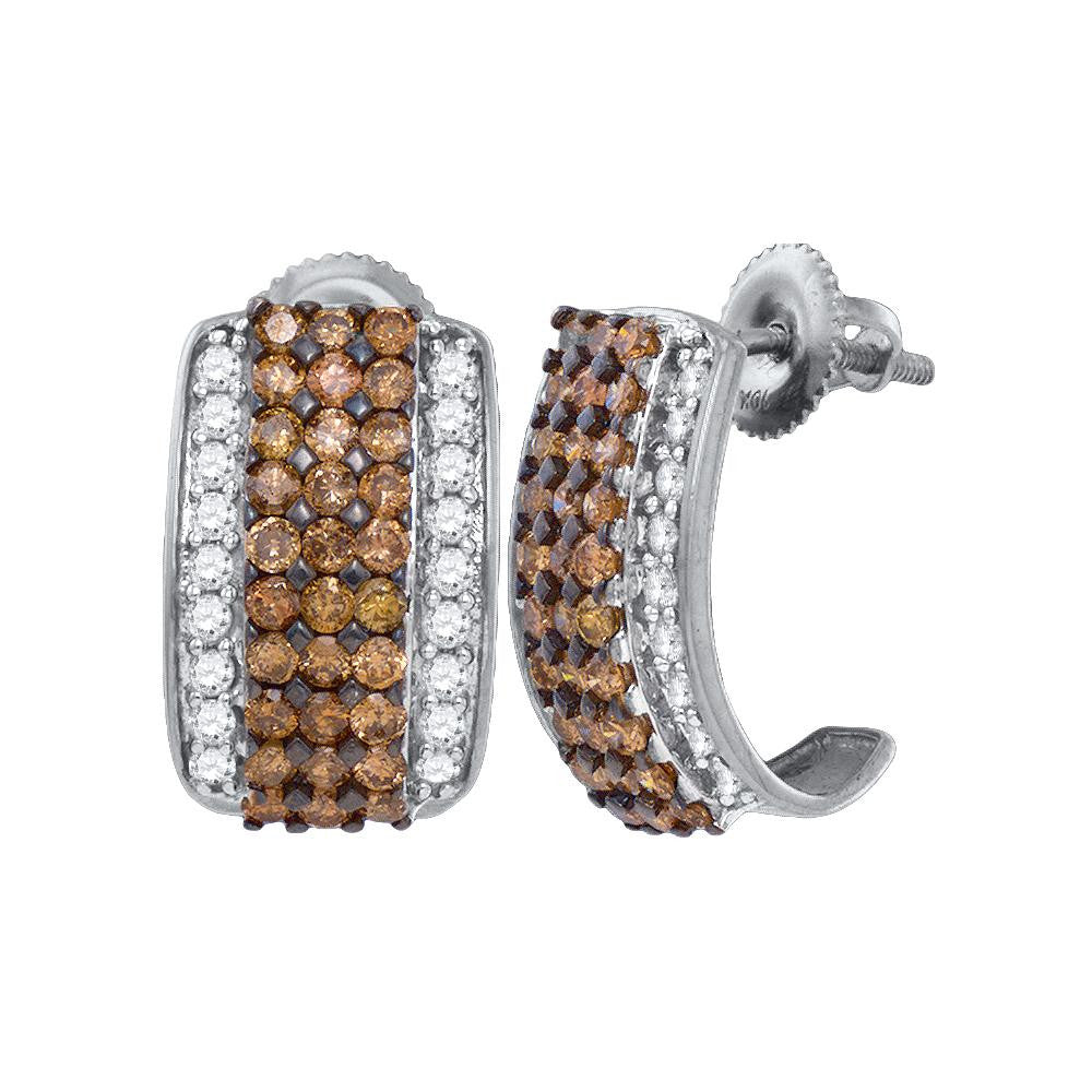 1 7-8CTW-Diamond HOOPS BROWN EARRING