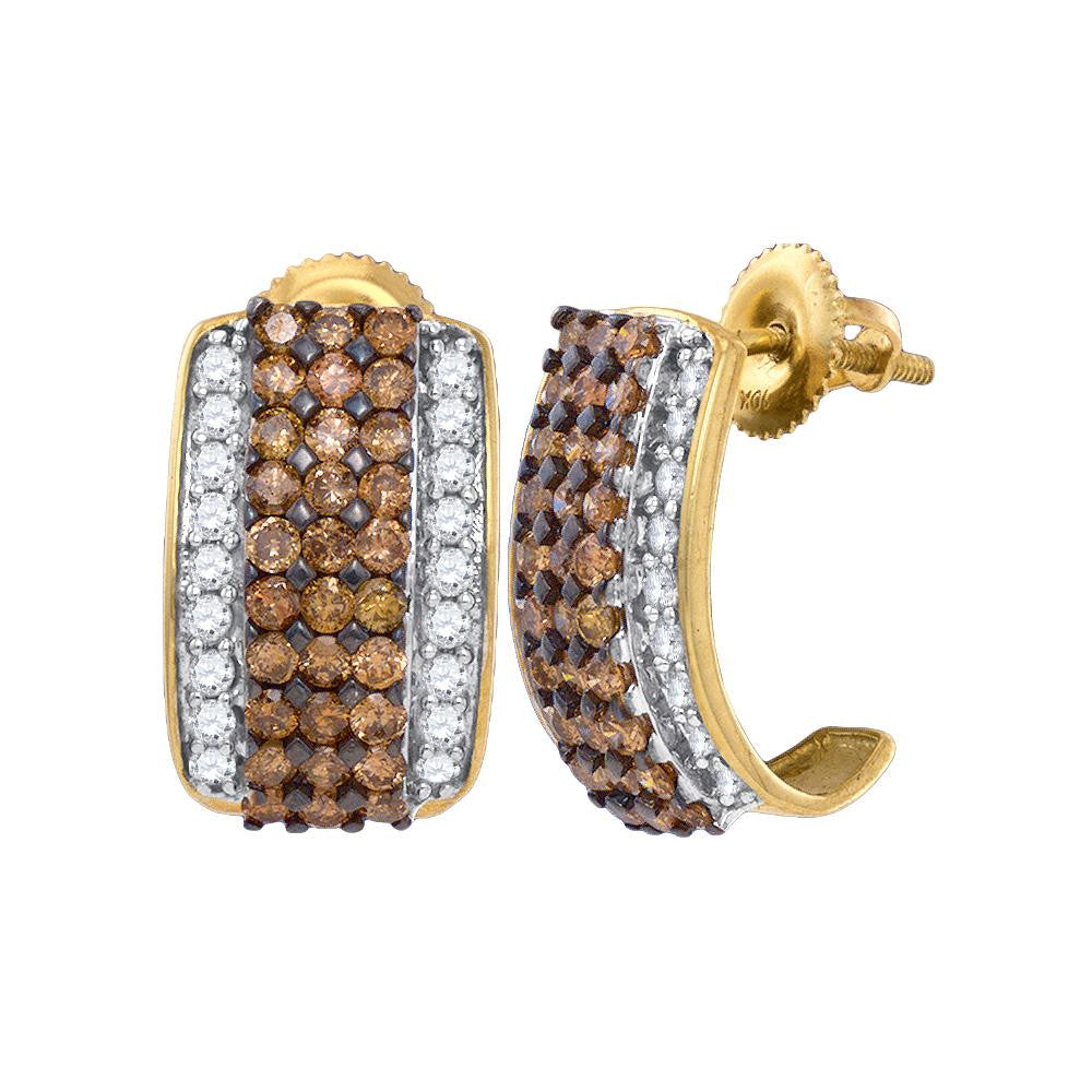 1 7-8CTW-Diamond HOOPS BROWN EARRING