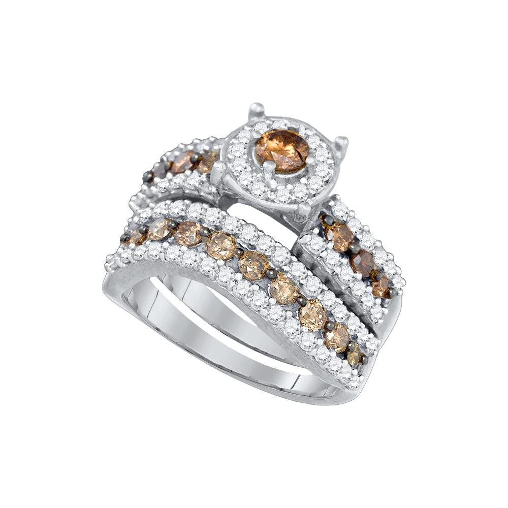 1 3-4CT-Diamond MICRO-PAVE BRIDAL BROWN RING