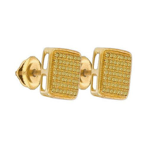 925 Sterling Silver Yellow 0.31CTW DIAMOND MICRO-PAVE EARRING