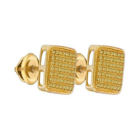 925 Sterling Silver Yellow 0.31CTW DIAMOND MICRO-PAVE EARRING