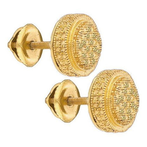 925 Sterling Silver Yellow 0.09CTW DIAMOND MICRO-PAVE EARRINGS