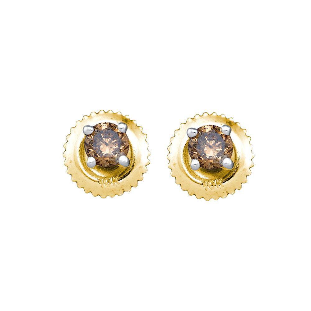 1-4CTW-Diamond STUD BROWN EARRING