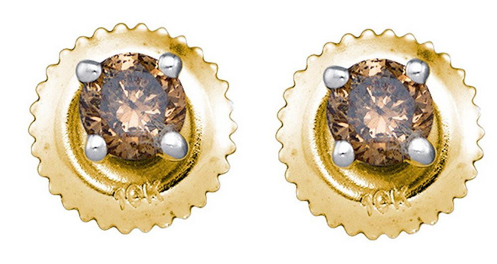 1-2CTW-Diamond STUD BROWN EARRING