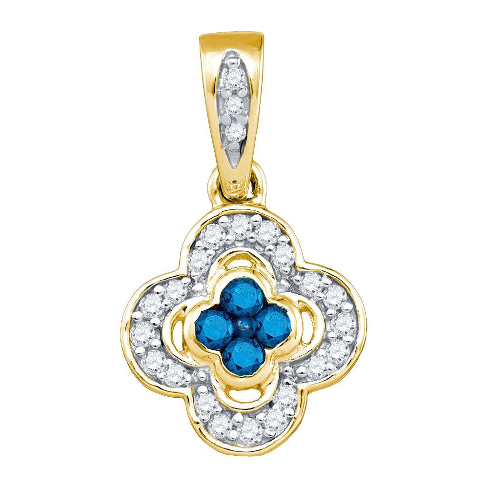 1-4CTW-Diamond MICRO-PAVE BLUE PENDANT