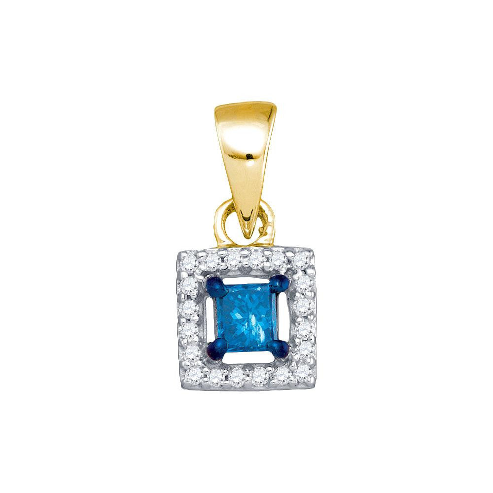 1-5CTW-Diamond MICRO-PAVE BLUE PENDANT