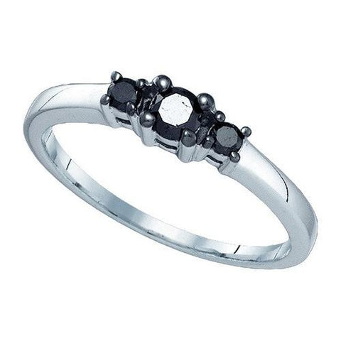 10K White-gold 0.27CTW BLACK DIAMOND MICRO-PAVE RING