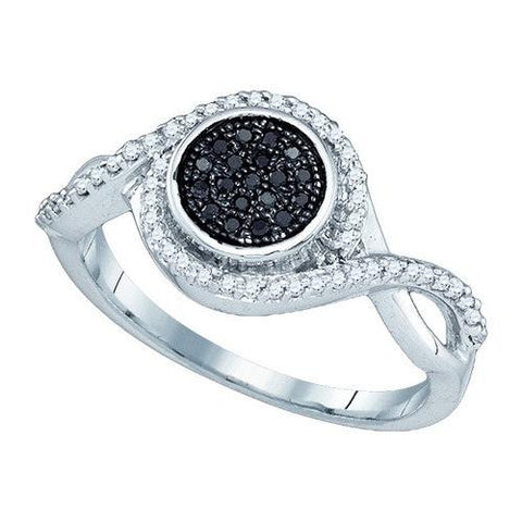 10KT White Gold 0.20CTW BLACK DIAMOND MICRO-PAVE RING