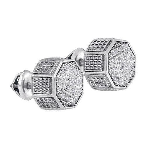 925 Sterling Silver White 0.11CTW DIAMOND MICRO-PAVE EARRING