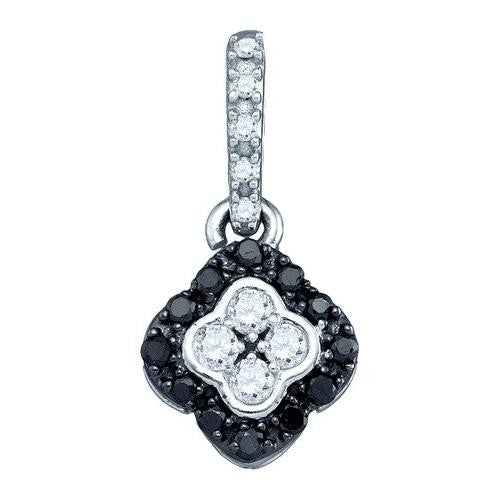 10KT White Gold 0.29CTW BLACK DIAMOND FASHION PENDANT