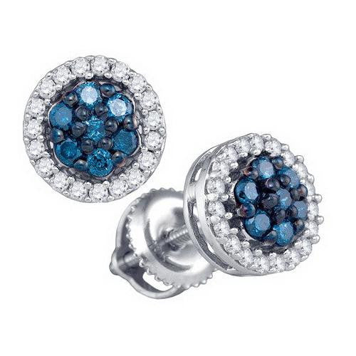 10KT White Gold 0.48CTW BLUE DIAMOND FASHION EARRING