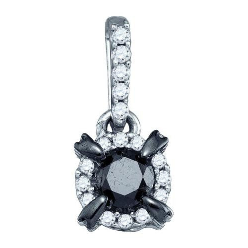 10KT White Gold 0.29CTW BLACK DIAMOND FASHION PENDANT