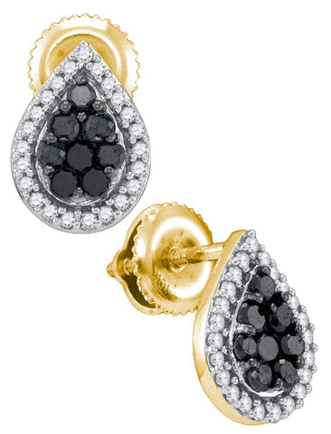 1-2CTW-Diamond BLACK PEAR EARRINGS