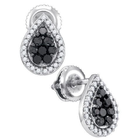 1-2CTW-Diamond BLACK PEAR EARRINGS