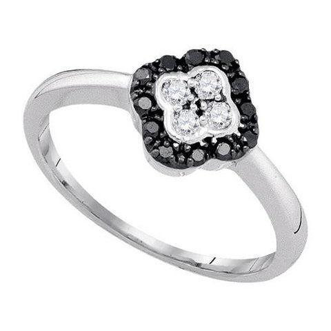 10K White-gold 0.26CTW-DIA BLACK DIAMOND RING