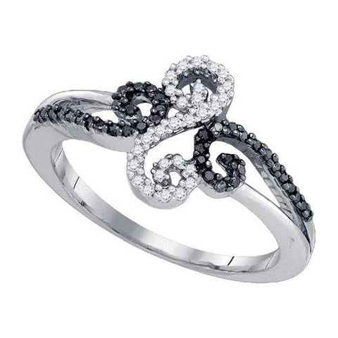 10K White-gold 0.19CTW BLACK DIAMOND FASHION RING