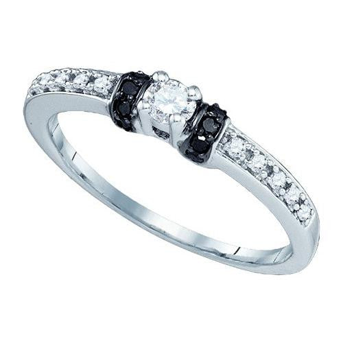 10KT White Gold 0.27CTW BLACK  DIAMOND FASHION RING