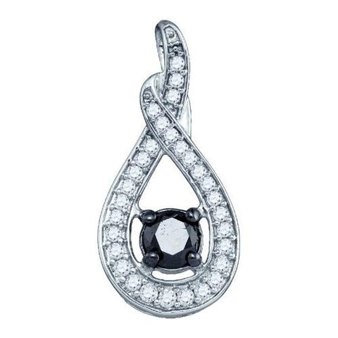 10KT White Gold 1.00 CTW BLACK DIAMOND FASHION PENDANT