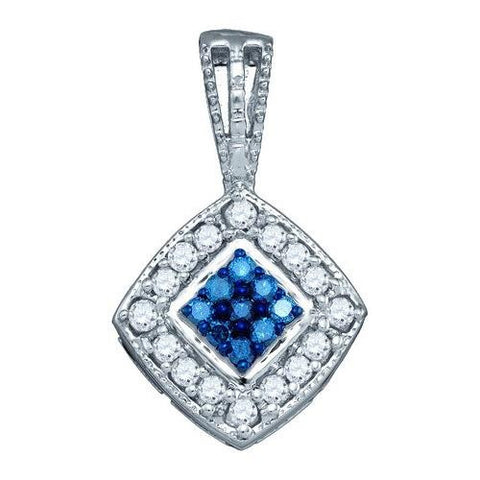 10KT White Gold 0.26CTW BLUE DIAMOND FASHION PENDANT