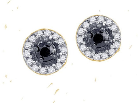 10K Yellow-gold 0.20CTW BLACK DIAMOND FASHION EARRING