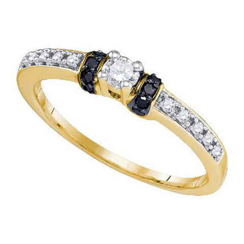 10K Yellow-gold 0.27CTW BLACK DIAMOND FASHION RING