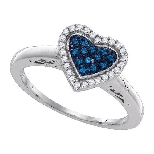 925 Sterling Silver White 0.17CTW DIAMOND HEART RING